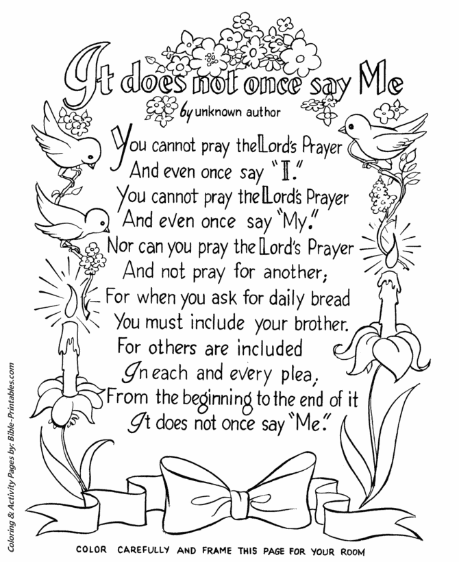 Free Printable Lord's Prayer Coloring Pages Printable Word Searches