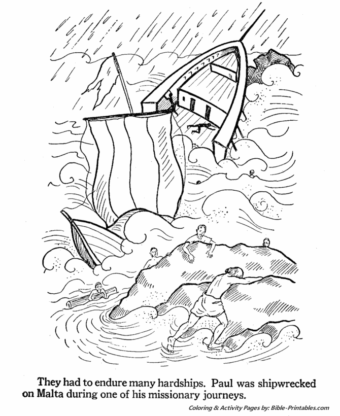 the-apostles-coloring-pages-paul-shipwrecked-on-malta-bible-printables