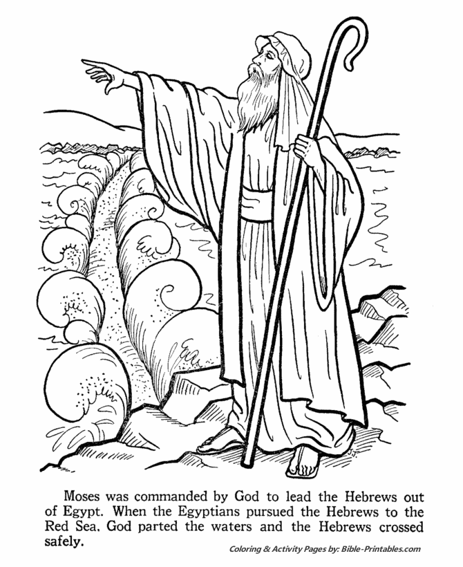 Moses Parts The Red Sea Old Testament Coloring Pages BD