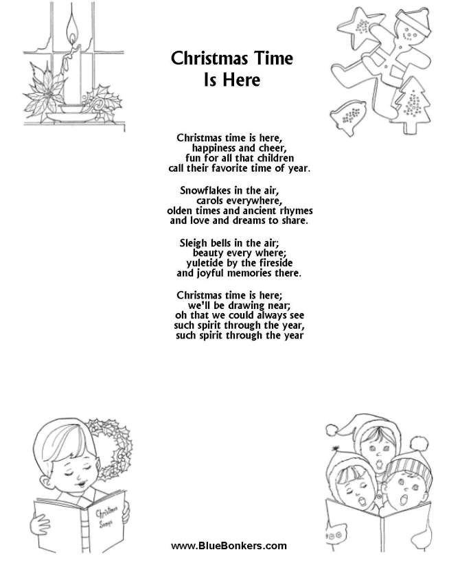 Bible Printables Christmas Songs And Christmas Carol Lyrics CHRISTMAS TIME IS HERE