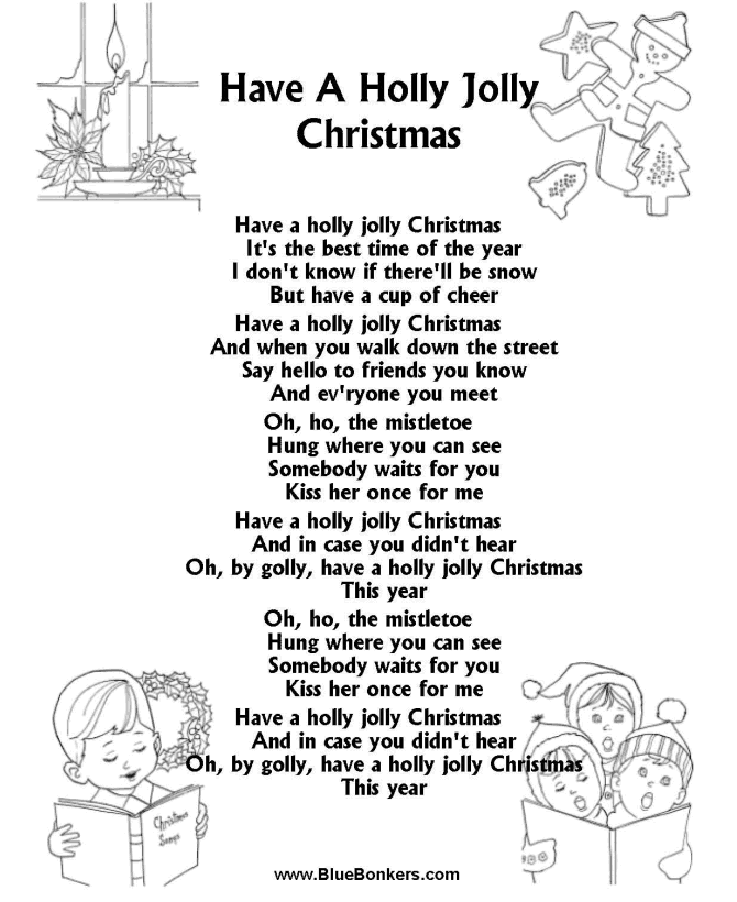 Bible Printables Christmas Songs And Christmas Carol Lyrics HOLLY JOLLY CHRISTMAS